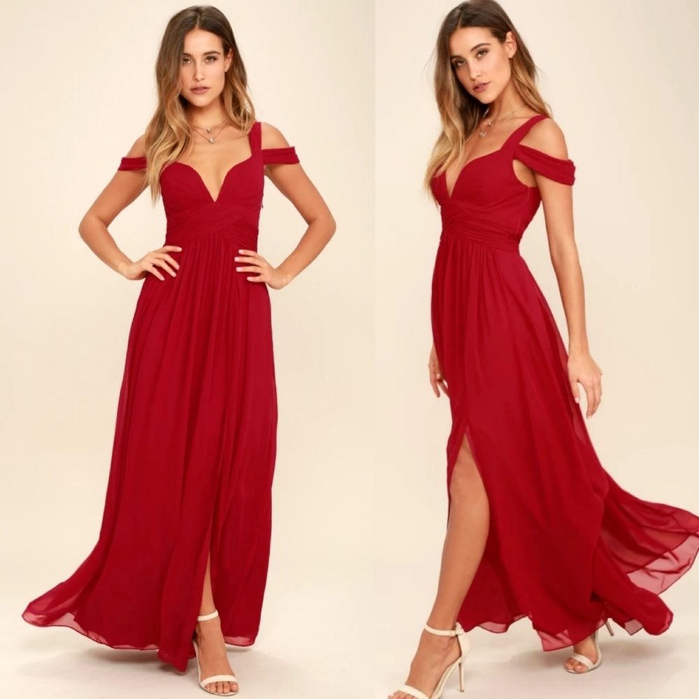 Sale! Lulu's Ocean of Elegance Wine Red Maxi Dress
